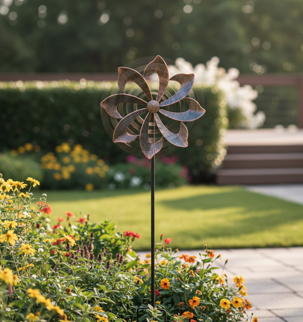 Dahlie Windspiel Metall Kupfer