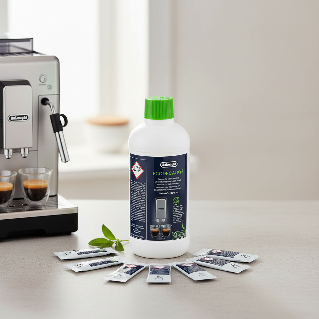 De'Longhi EcoDecalk Entkalker DLSC500, 5 Entkalkungs Dosen, Kaffee Maschinen Entkalker, Kaffee Maschinen Wartungs Zubehör, Pflanzliche Inhaltsstoffe, Flasche mit 5 Dosen, 500ml