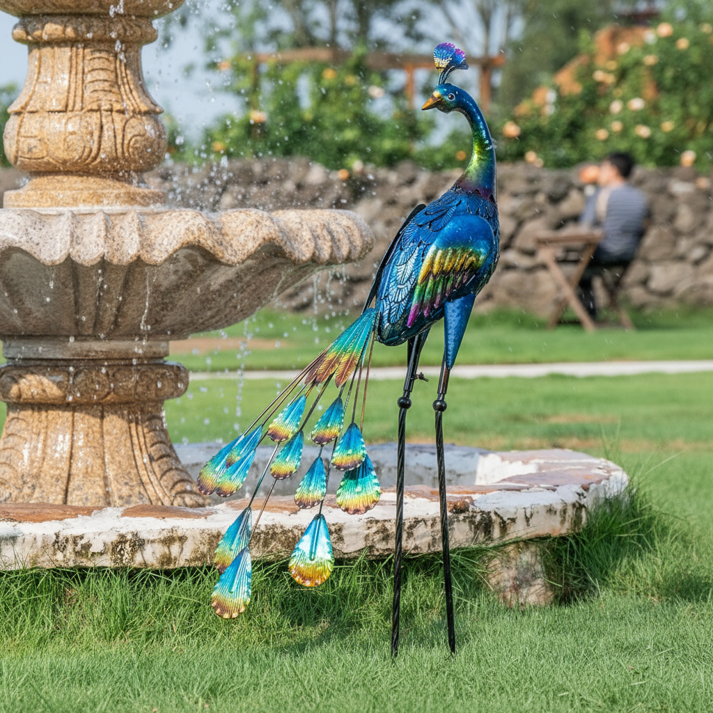 TERESA'S COLLECTIONS Pfau-Gartenstatue Metall