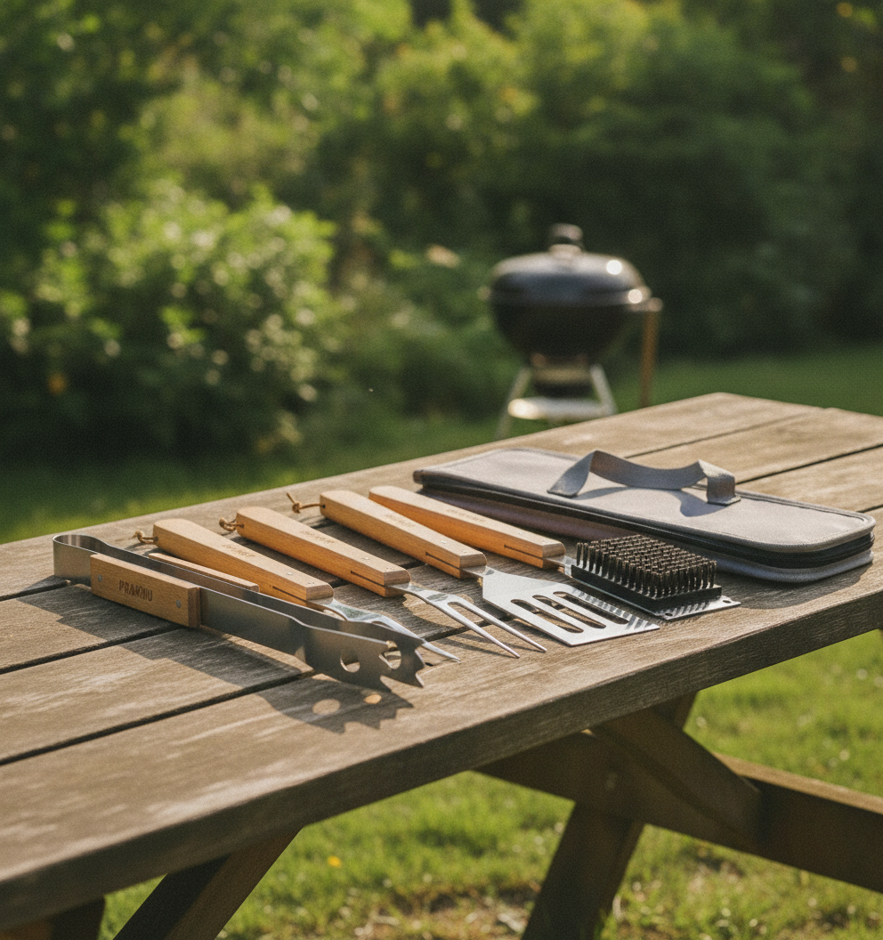 Praknu Grillbesteck Set Holzgriff
