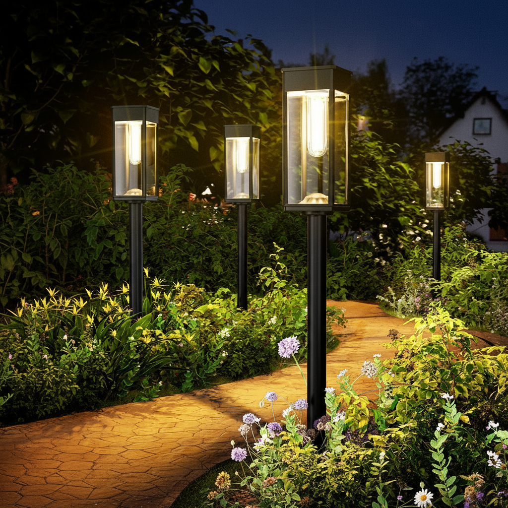 BITPOTT Solar-Gartenleuchten 4er-Set