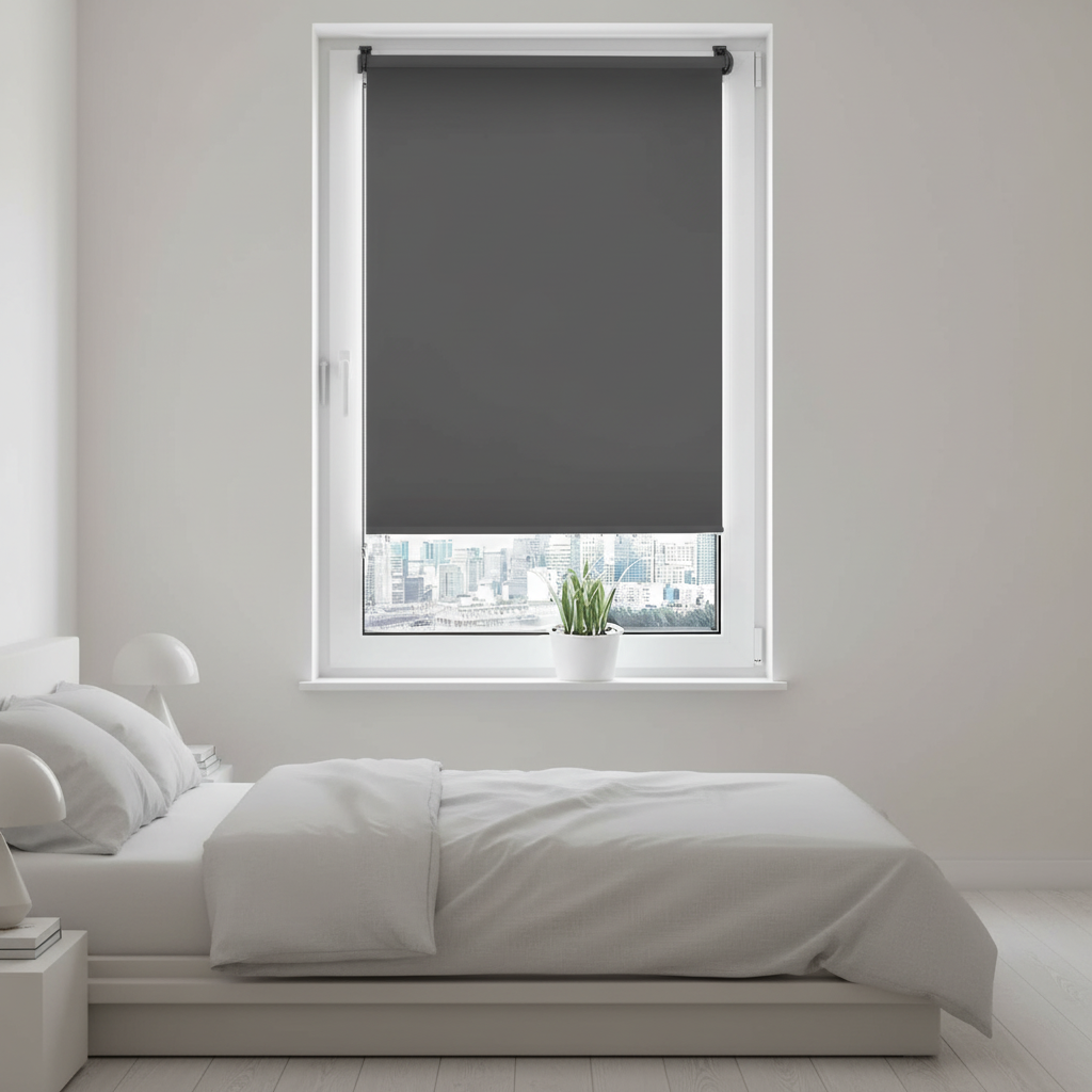 Verdunkelungsrollo Klemmfix ohne Bohren 90cm x 130cm Grau Verdunklungsrollo Fensterrollo Rollo Seitenzugrollo Klemmrollo für Fenster &amp; Tür